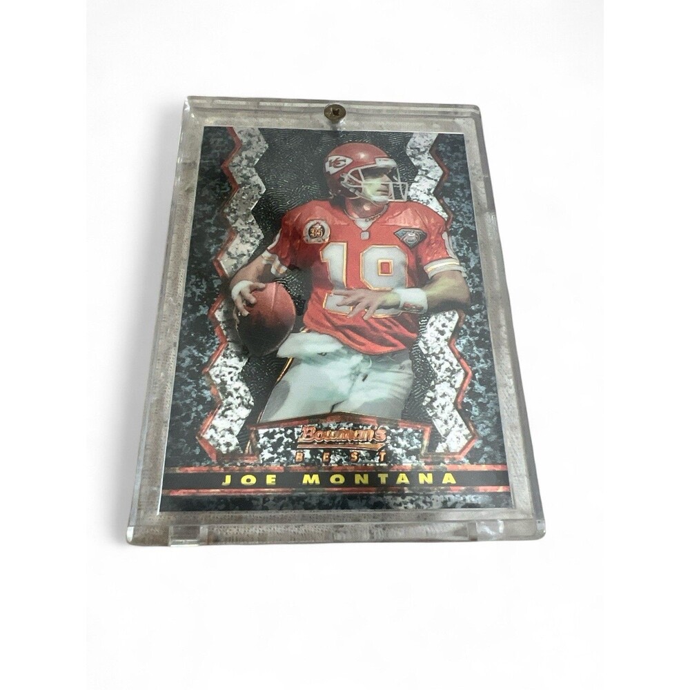 1995 Topps Bowman's Best Football Joe Montana #17 Black Refractor Card Screwcase